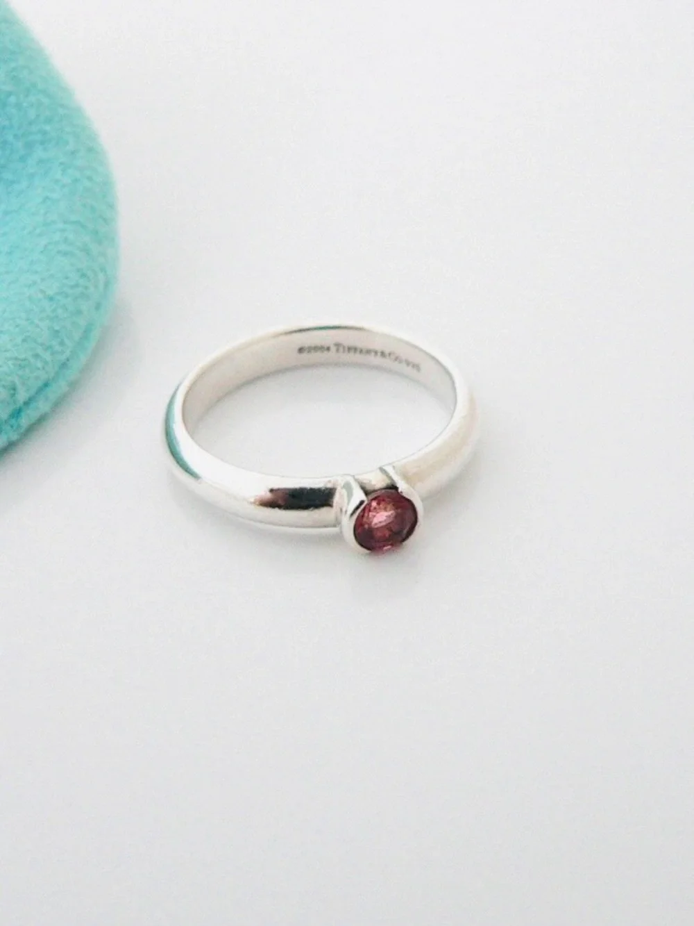 Vintage 2004 Tiffany & Co. Pink Tourmaline Sterling Silver Ring Sz 4.25